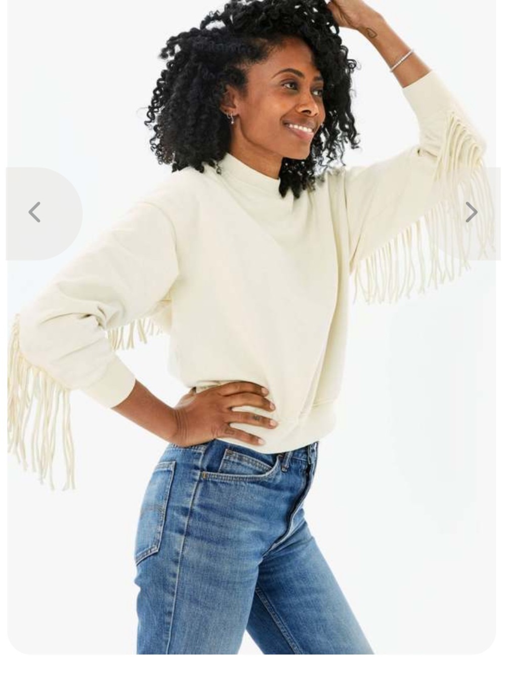 Clare V Le Drop Fringe Top Cream size Small